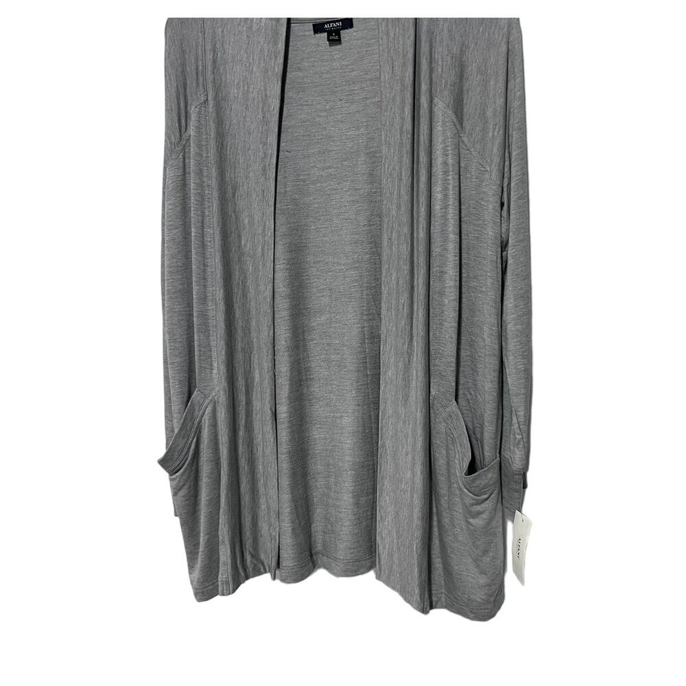 ALFANI WOMENS SMALL CASUAL LOUNGE SHRUG CARDIGAN WRAP POCKETS HEATHER GRAY NEW - Picture 6 of 12